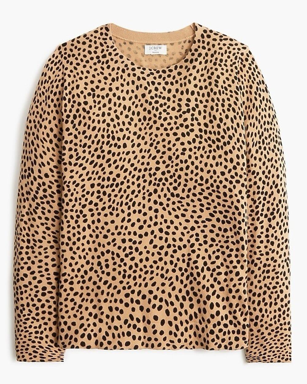 J.Crew Women's Teddie Pullover Sweater Cheetah Print Long Sleeves Cozy Size M
